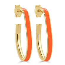 Load image into Gallery viewer, 14k Gold Pear-Shaped Enamel Open Hoops