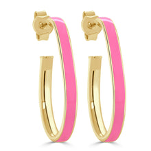 Load image into Gallery viewer, 14k Gold Pear-Shaped Enamel Open Hoops