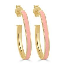 Load image into Gallery viewer, 14k Gold Pear-Shaped Enamel Open Hoops