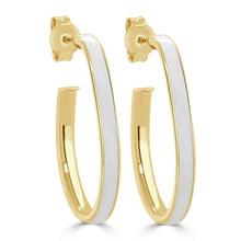 Load image into Gallery viewer, 14k Gold Pear-Shaped Enamel Open Hoops