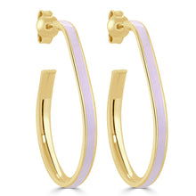Load image into Gallery viewer, 14k Gold Pear-Shaped Enamel Open Hoops