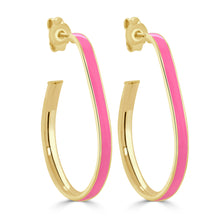 Load image into Gallery viewer, 14k Gold Pear-Shaped Enamel Open Hoops