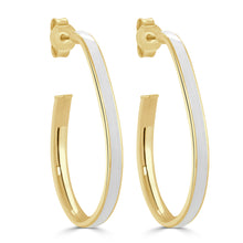 Load image into Gallery viewer, 14k Gold Pear-Shaped Enamel Open Hoops
