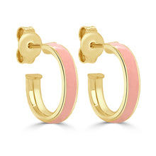 Load image into Gallery viewer, 14k Gold Round Enamel Open Hoops