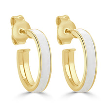 Load image into Gallery viewer, 14k Gold Round Enamel Open Hoops