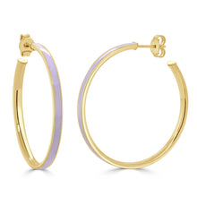 Load image into Gallery viewer, 14k Gold Round Enamel Open Hoops
