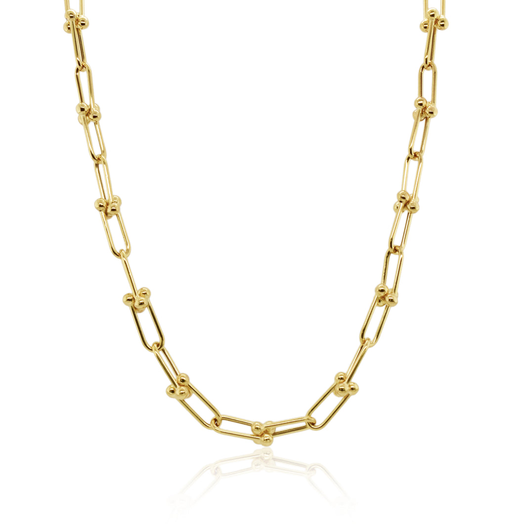 14k Gold Link & Bead Chain Necklace
