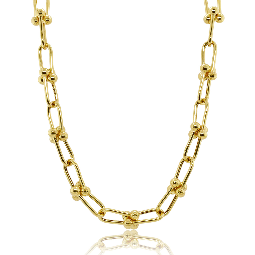 14k Gold Link & Bead Chain Necklace