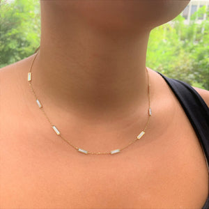 14k Gold & Pearl Station Necklace