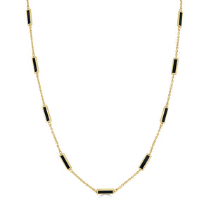 14k Gold & Onyx Station Necklace