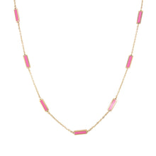 Load image into Gallery viewer, 14k Gold &amp; Pink Agate Bar Station Necklace