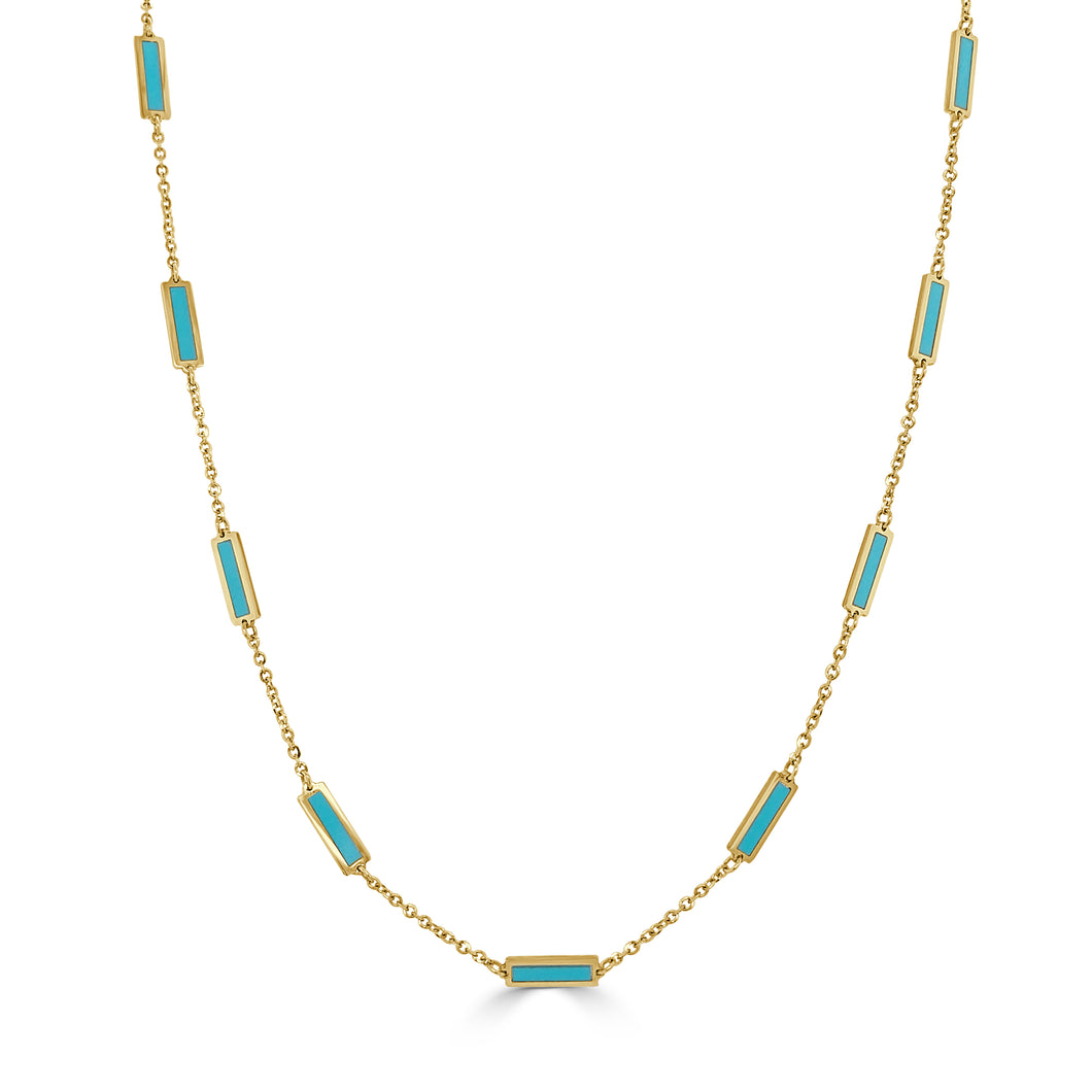 14k Gold & Turquoise Station Necklace