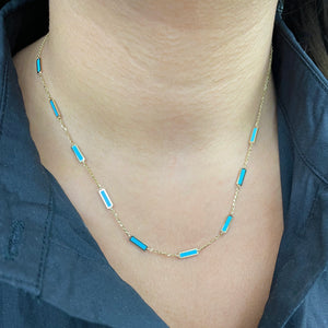 14k Gold & Turquoise Station Necklace