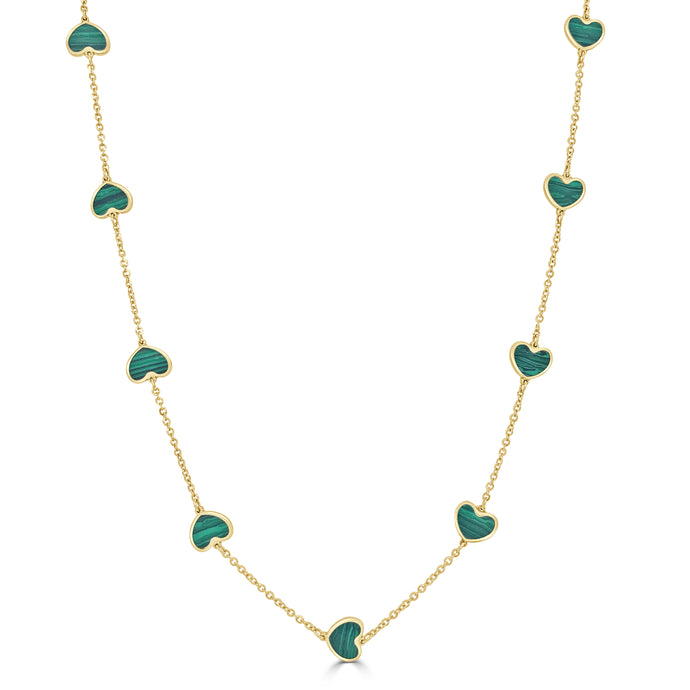 14k Gold & Malachite Heart Necklace