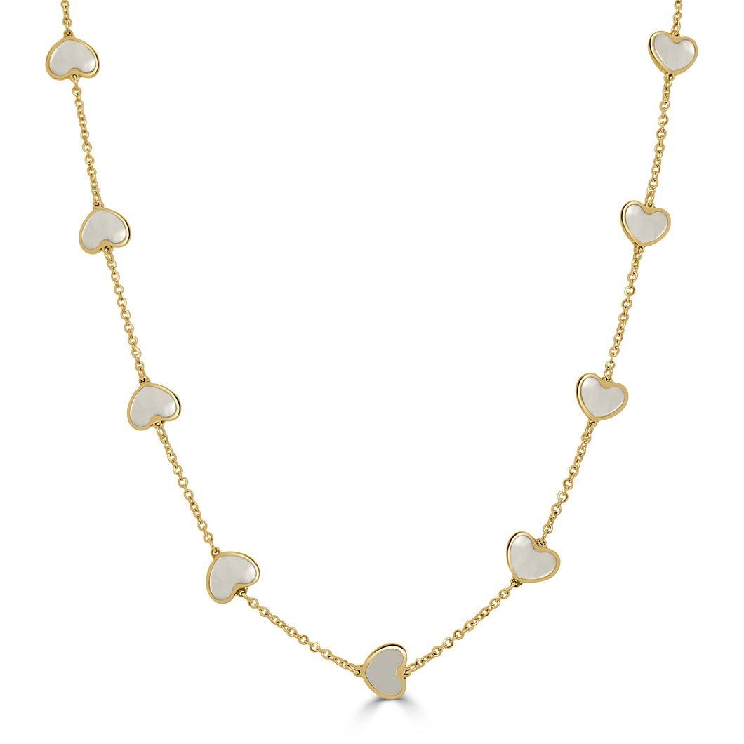 14k Gold & Mother of Pearl Heart Necklace
