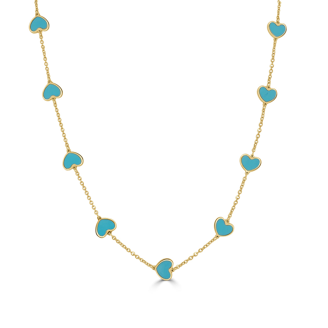 14k Gold & Turquoise Heart Necklace
