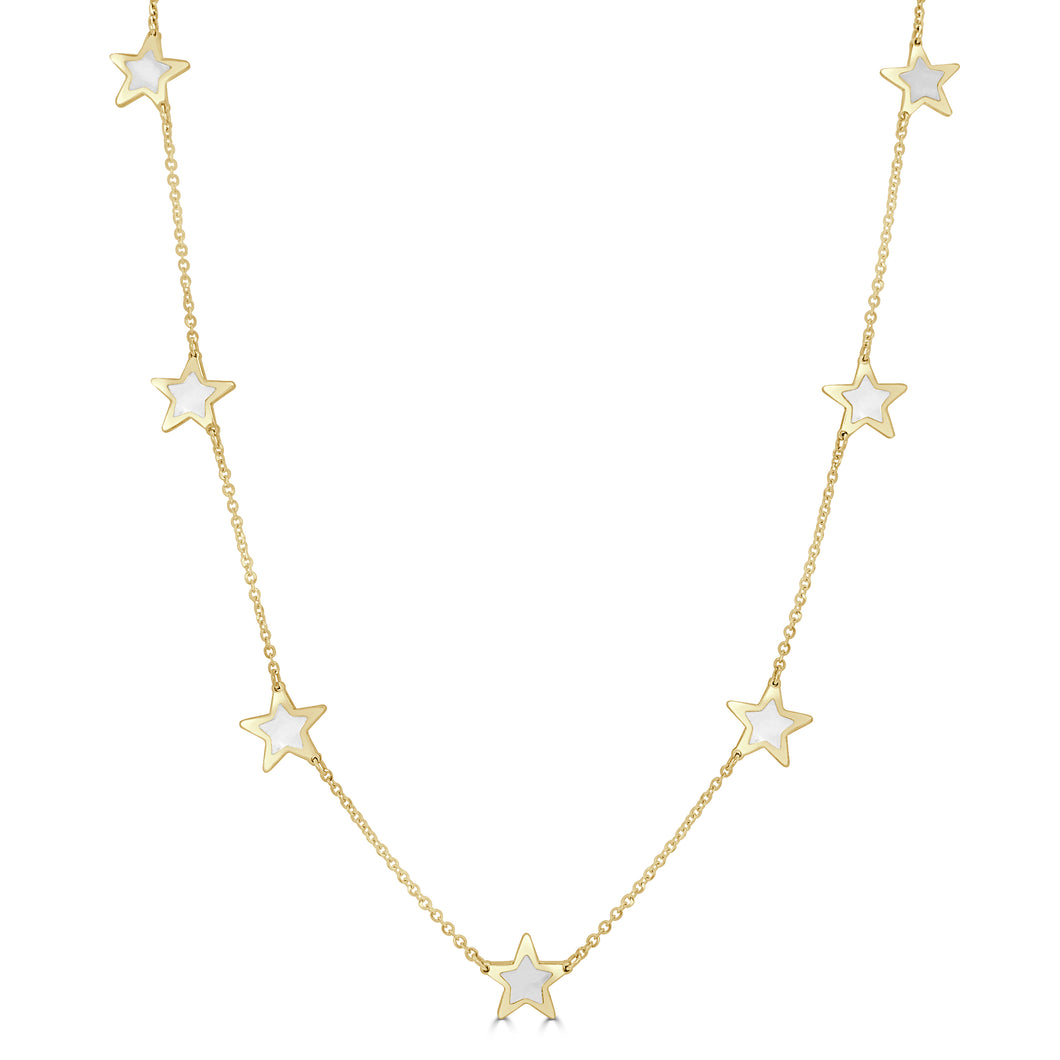 14k Gold & Pearl Star Necklace