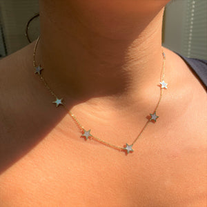 14k Gold & Pearl Star Necklace
