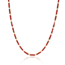 Load image into Gallery viewer, 14k Gold &amp; Coral Station Bar Necklace