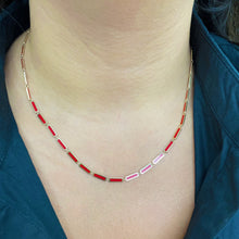 Load image into Gallery viewer, 14k Gold &amp; Coral Station Bar Necklace