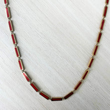 Load image into Gallery viewer, 14k Gold &amp; Coral Station Bar Necklace