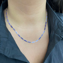 Load image into Gallery viewer, 14k Gold &amp; Lapis Station Bar Necklace