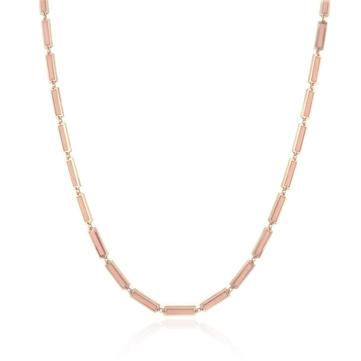 14k Gold & Light Pink Station Bar Necklace
