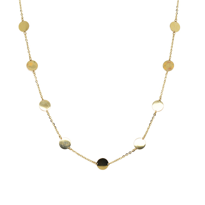 14K Yellow Gold Station Circle Necklace