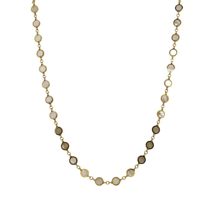 14K Gold & Circle Mother of Pearl Station Necklace