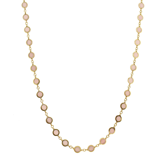 14K Gold Circle Tiffany Pink Station Neckalce