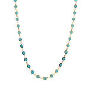 14K Gold Turquoise Circle Station Necklace