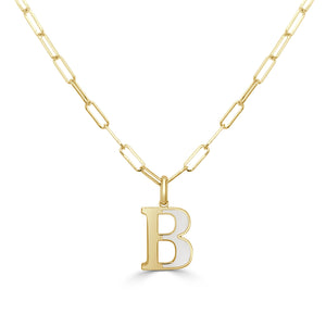 14k Gold & Pearl Initial Necklace - Small