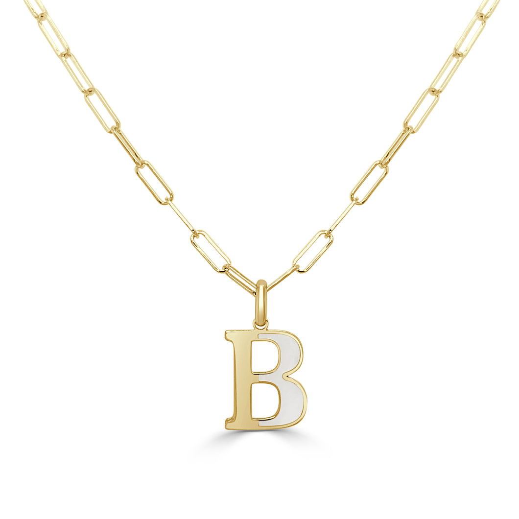 14k Gold & Pearl Initial Necklace - Small