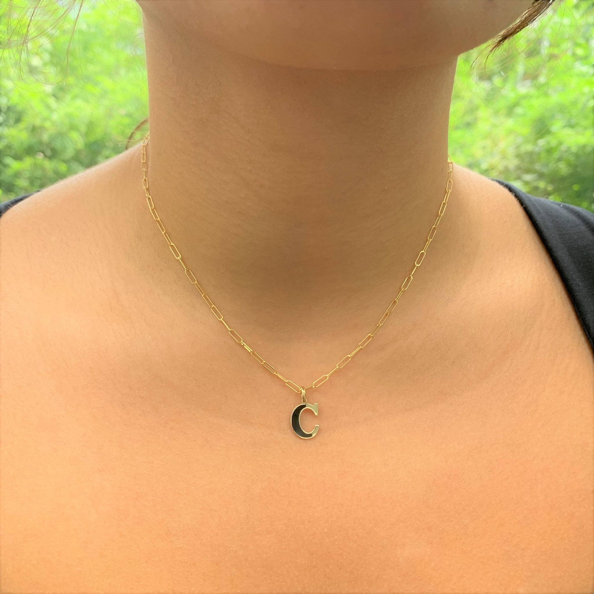 14k Gold & Onyx Initial Necklace -Small – Sabrina Design