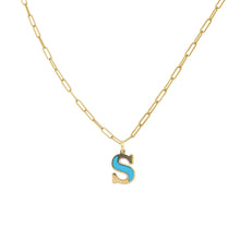 Load image into Gallery viewer, 14k Gold &amp; Turquoise Initial Necklace - Small