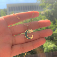 Load image into Gallery viewer, 14k Gold &amp; Malachite Initial Necklace - Medium
