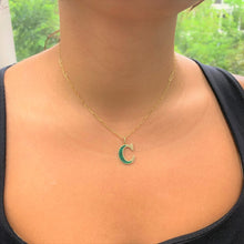 Load image into Gallery viewer, 14k Gold &amp; Malachite Initial Necklace - Medium