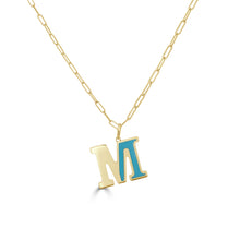 Load image into Gallery viewer, 14k Gold &amp; Turquoise Initial Necklace - Medium