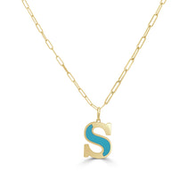 Load image into Gallery viewer, 14k Gold &amp; Turquoise Initial Necklace - Medium