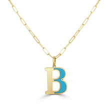 Load image into Gallery viewer, 14k Gold &amp; Turquoise Initial Necklace - Medium