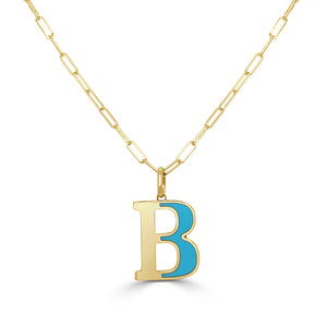14k Gold & Turquoise Initial Necklace - Medium