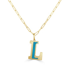 Load image into Gallery viewer, 14k Gold &amp; Turquoise Initial Necklace - Medium