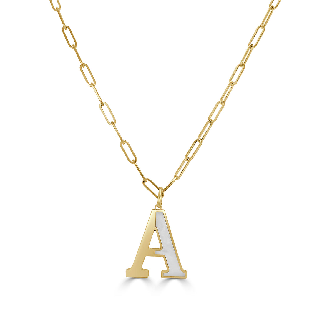 14k Gold Initial Necklace - Large