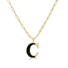 Load image into Gallery viewer, 14k Gold &amp; Onyx Initial Necklace - Large