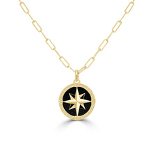 Load image into Gallery viewer, 14k Gold &amp; Onyx Compass Necklace