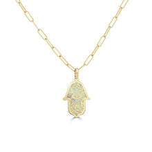 Load image into Gallery viewer, 14k Gold &amp; Mother of Pearl Hamsa Necklace