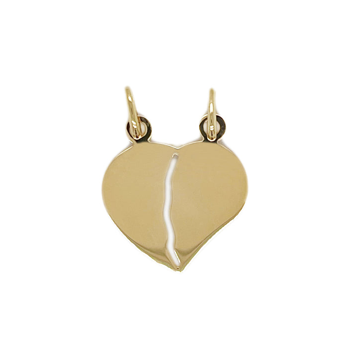 14k Gold Engravable Broken Heart Charm