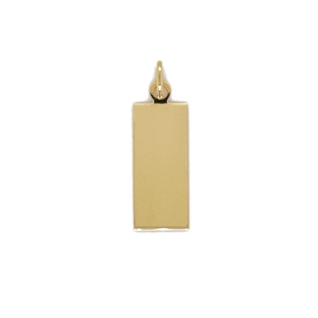 14k Gold Engravable Rectangle Charm