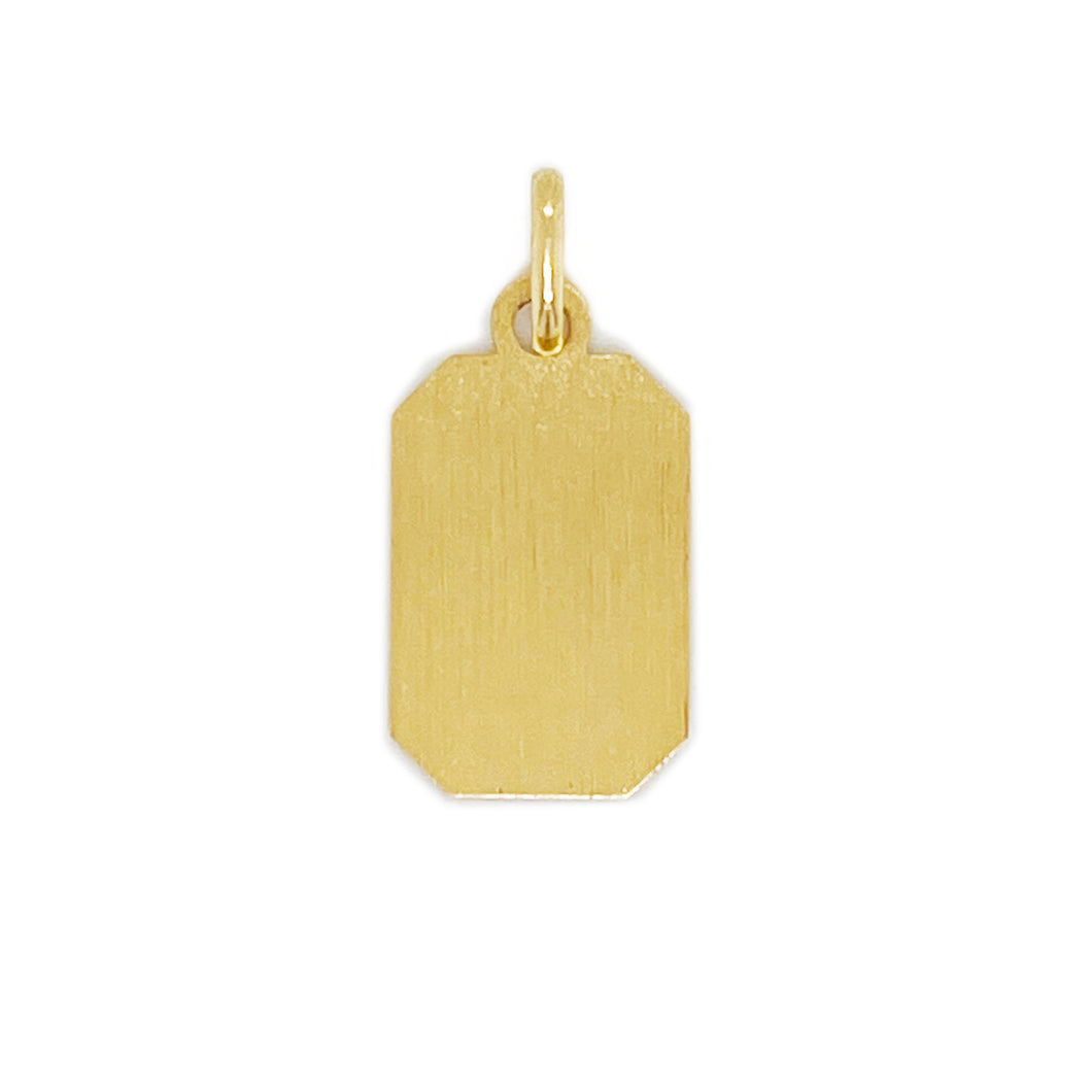 14k Gold Engravable Dog Tag Charm