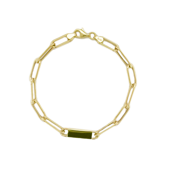 14k Gold Paperclip Link Chain Bracelet